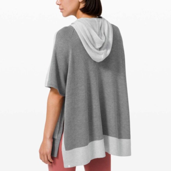 lululemon Sweaters - Lululemon Hooded Poncho Size M-L - Gray Color Block Tunic Sweater side vents